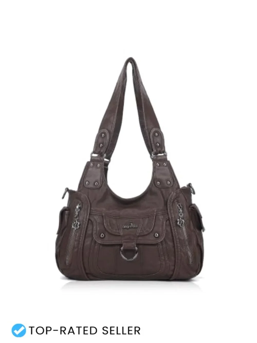 Vegan Leather Hobo Bag with Adjustable Strap - Shoulder/Crossbody Handbag